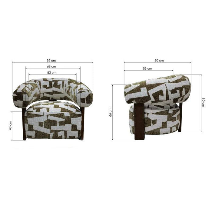 Poltrona ANNABEL, olive-cream/noce, forme arrotondate