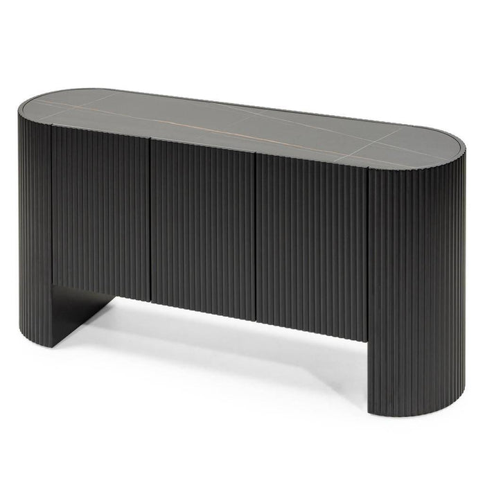Cassettiera NOIR nero con superficie rigata