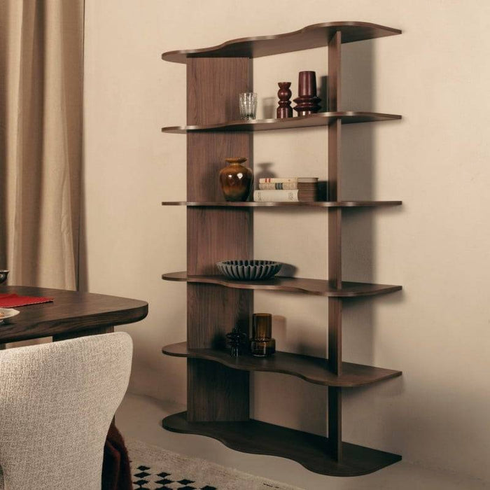 Scaffale RHIO alto noce Villa con bordi ondulati