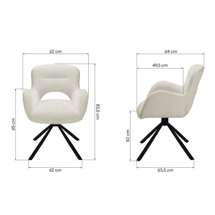 Sedia girevole COZAL, beige chiaro, gambe nere