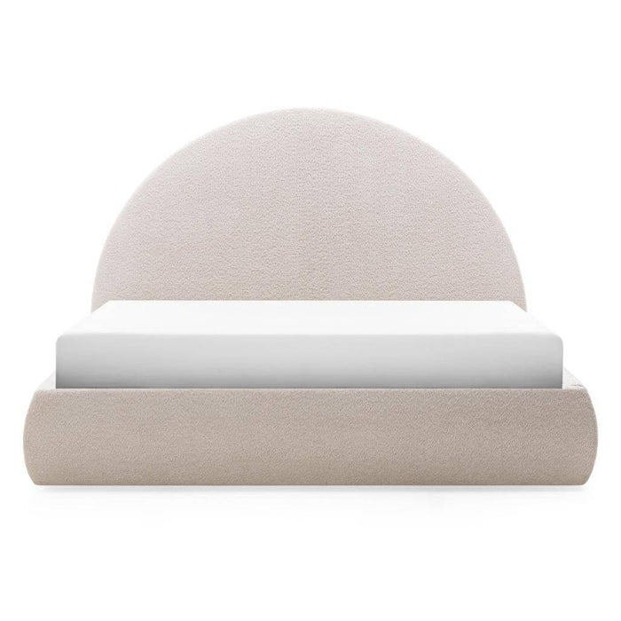 Letto Imbottito MIMIQ 140x200 cm Beige con Testata Arrotondata