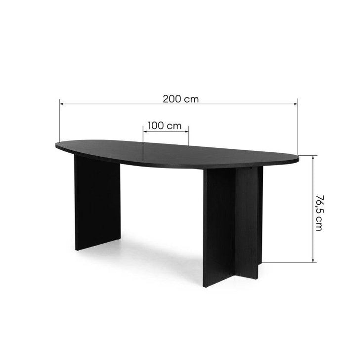 Tavolo ZEV 200 cm piano irregolare, nero struttura legno