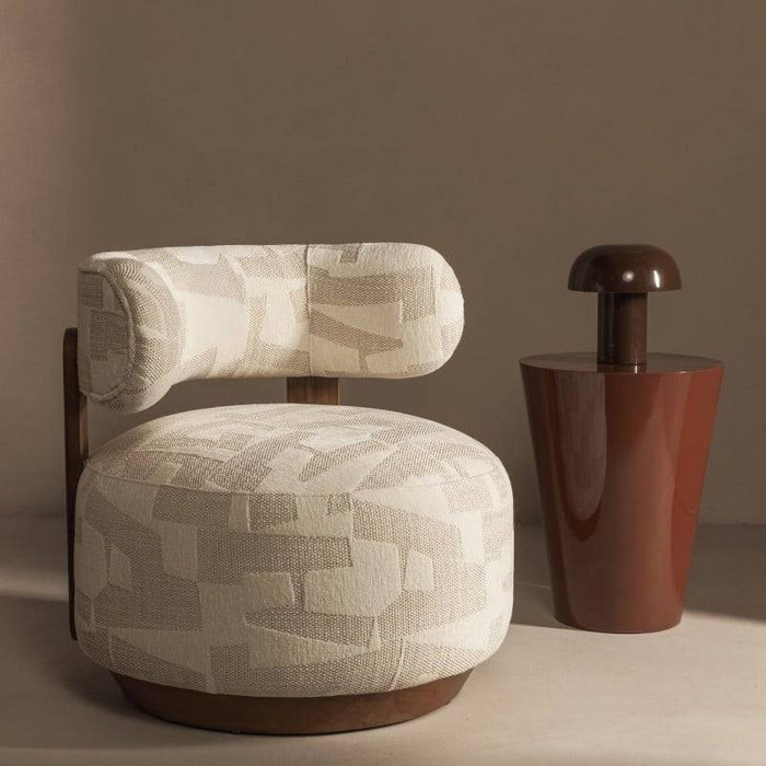 Poltrona MARABELL, forme arrotondate, beige/cream, noce