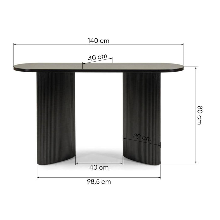 Scrivania/Console 140 cm ALREQUIN, nero, con listelli