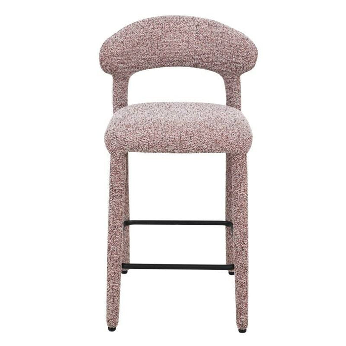 Sgabello imbottito IROKI, beige e borgogna mélange