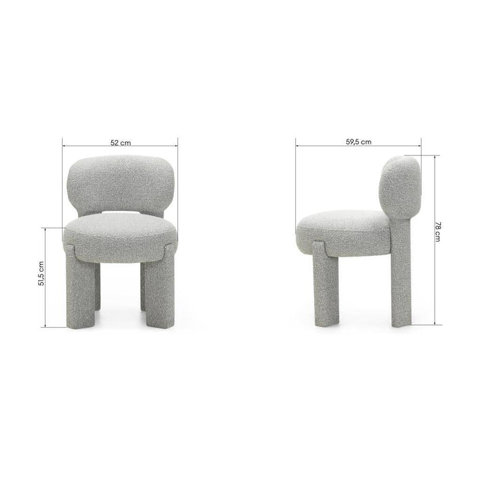 Sedia imbottita SAMMA, grigio, bouclé, forme arrotondate
