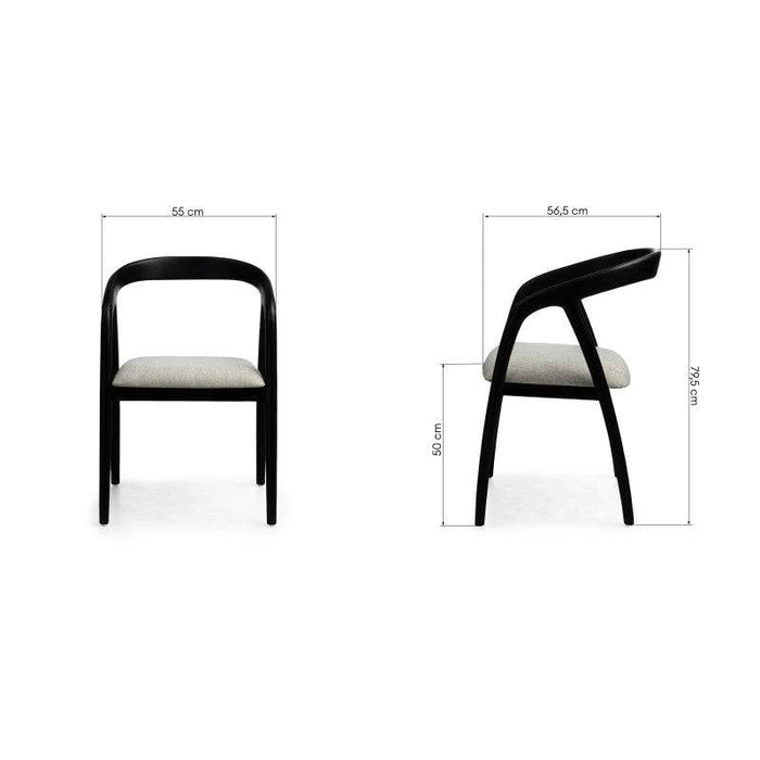 Sedia ONDE, nero/beige chiaro, teak