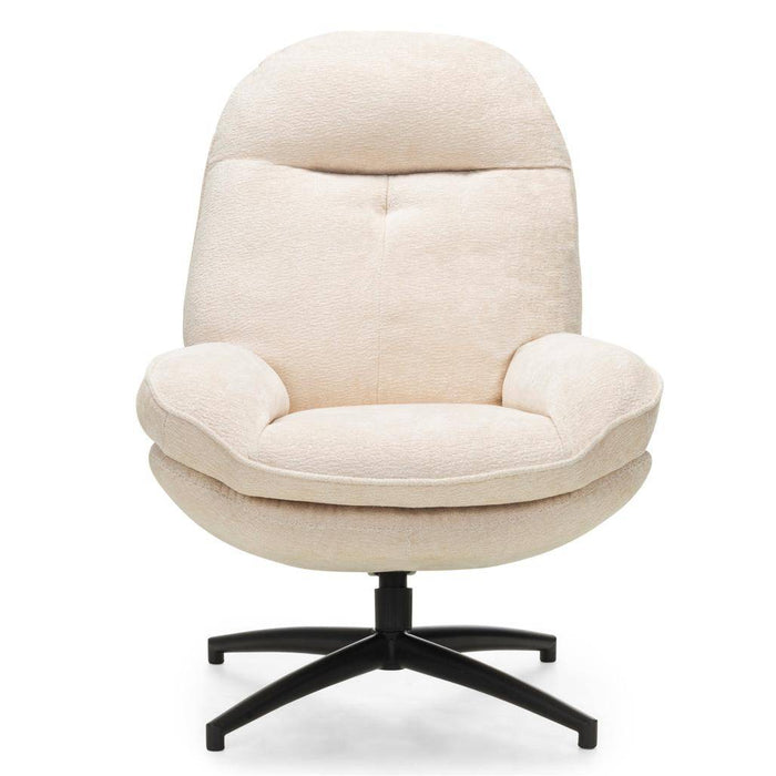Poltrona girevole MERANO beige con poggiapiedi
