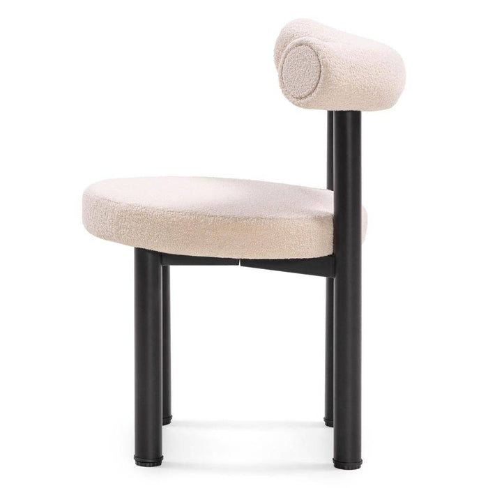 Sedia da Pranzo PERER, Beige Bouclé/Gambe Nere