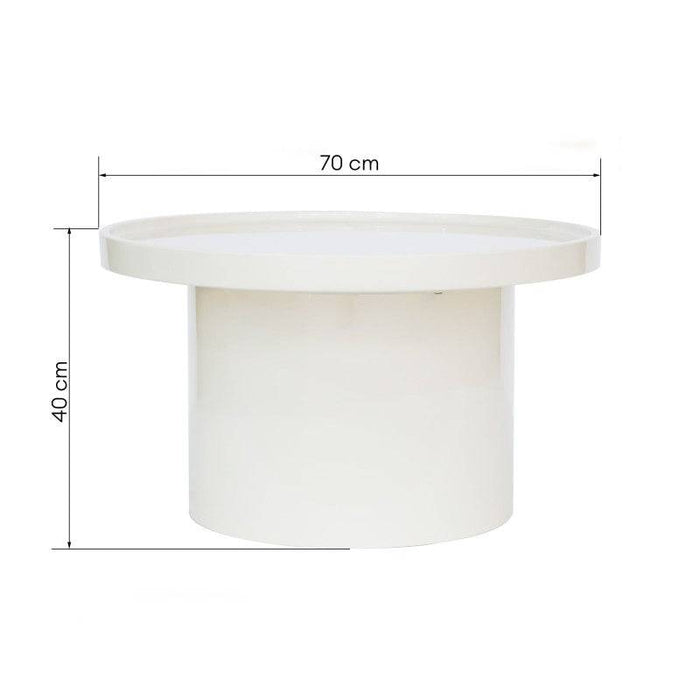 Tavolino CHAN Ø70 cm, bianco, lucido