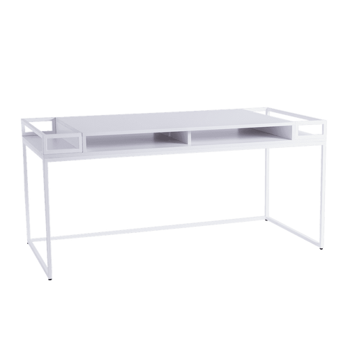 Scrivania K1 bianca con struttura in metallo, superficie spaziosa e design minimalista, ideale per ufficio moderno - SKU: BI003K1-180-01