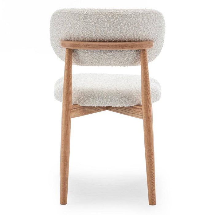Sedia rivestita MIA, bianco, bouclé/rovere