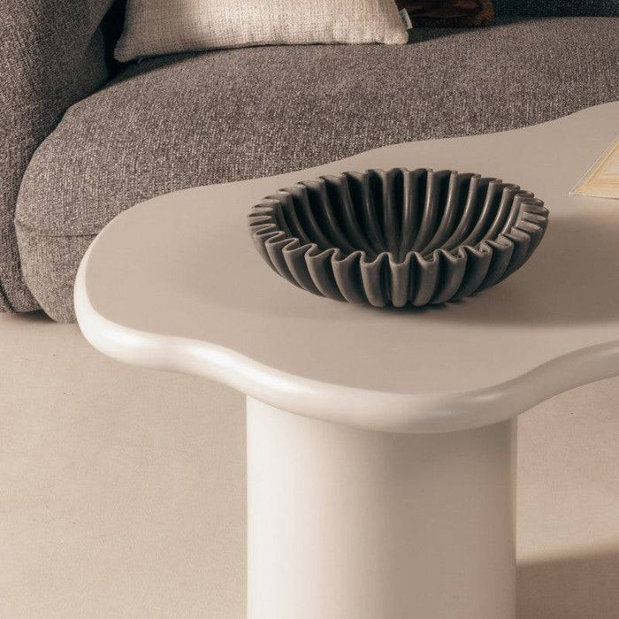 Tavolino MIRELLA, grigio-beige, forme arrotondate