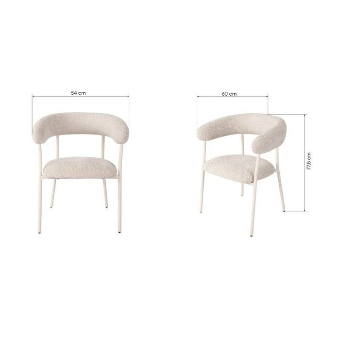 Sedia MALUA rivestita beige con gambe bianche