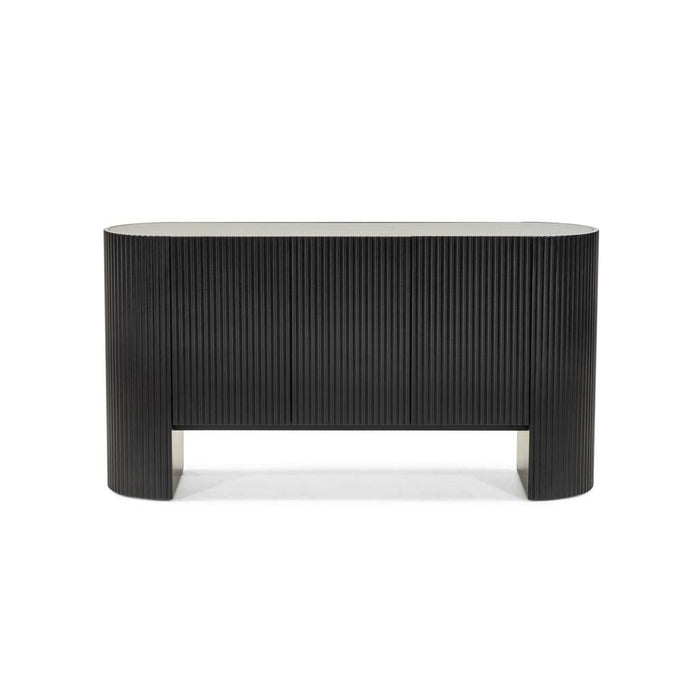 Cassettiera NOIR nero con superficie rigata