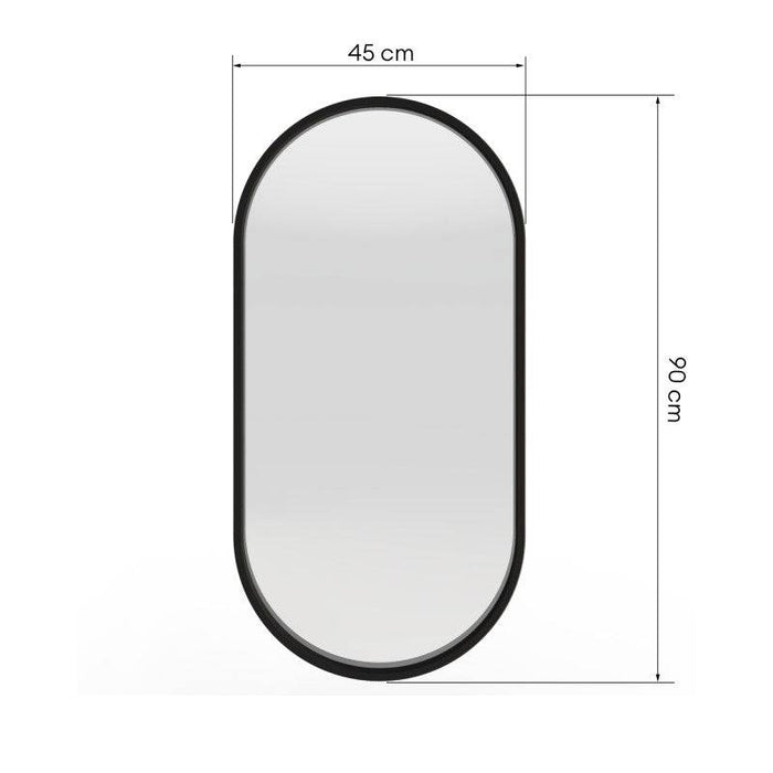 Specchio SIMPLE 45x90 cm, forma ovale, nero