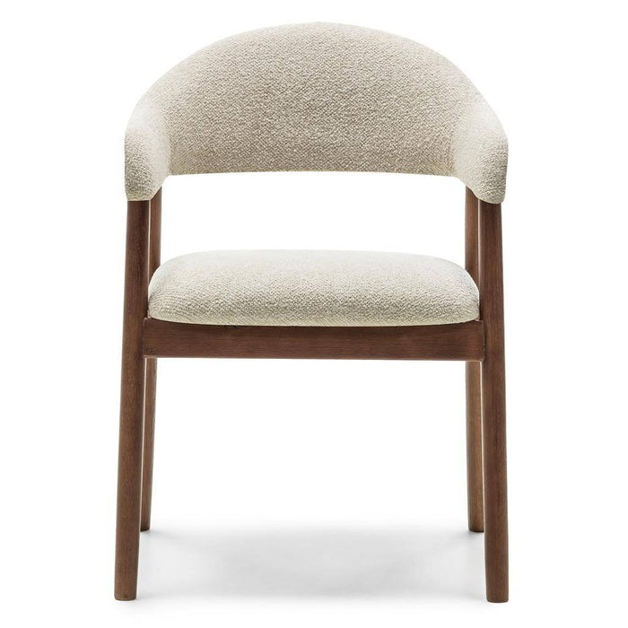 Sedia Imbottita LARIS Beige Bouclé/Noce