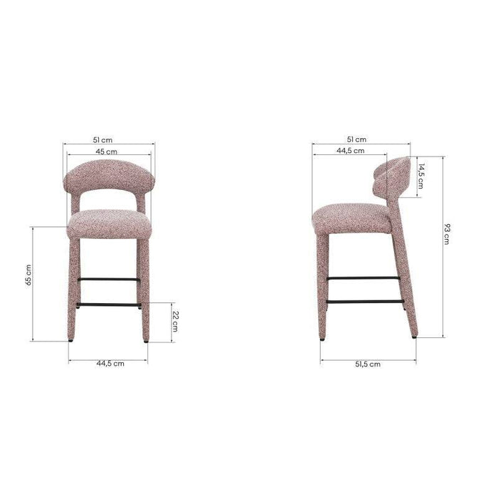 Sgabello imbottito IROKI, beige e borgogna mélange