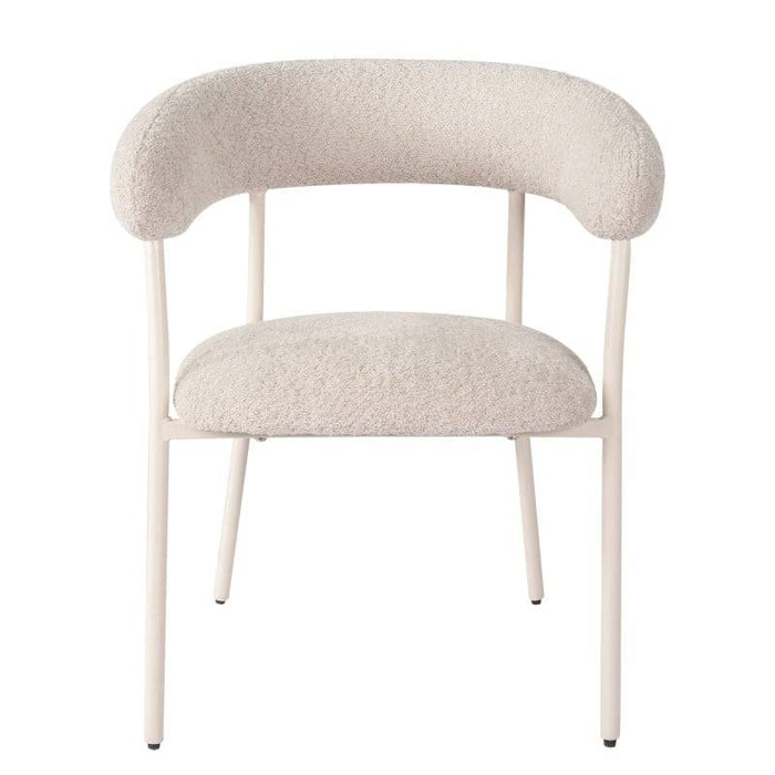 Sedia MALUA rivestita beige con gambe bianche