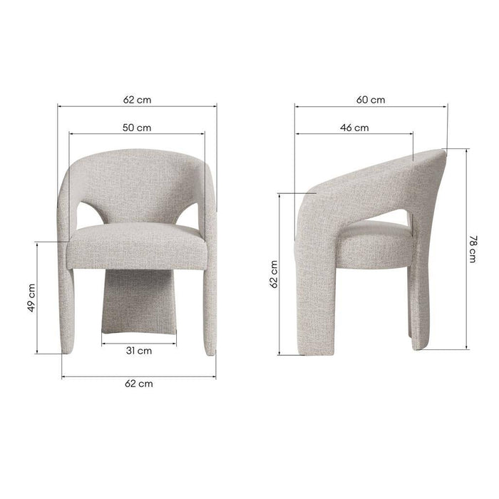 Sedia imbottita NAURINE, beige e crema