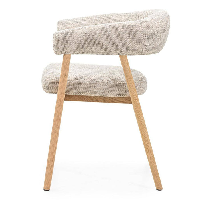 Sedia Imbottita MUE, Beige/Legno di Quercia