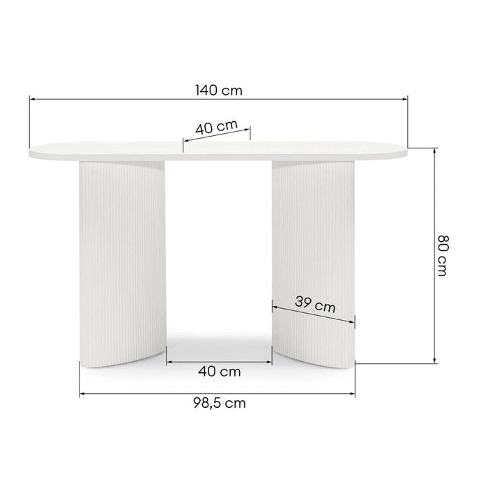 Scrivania/consolle ALREQUIN 140 cm, bianco, gambe lamellari