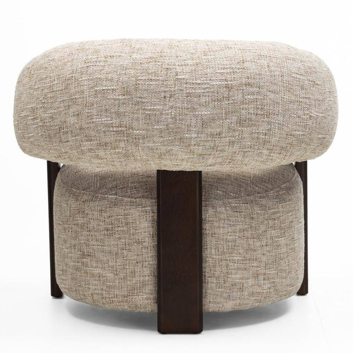 Poltrona MONIQUE, Beige Grigio/Noce, Forme Arrotondate