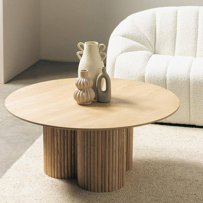 Tavolino NAORA II rotondo 100 cm, rovere e frassino