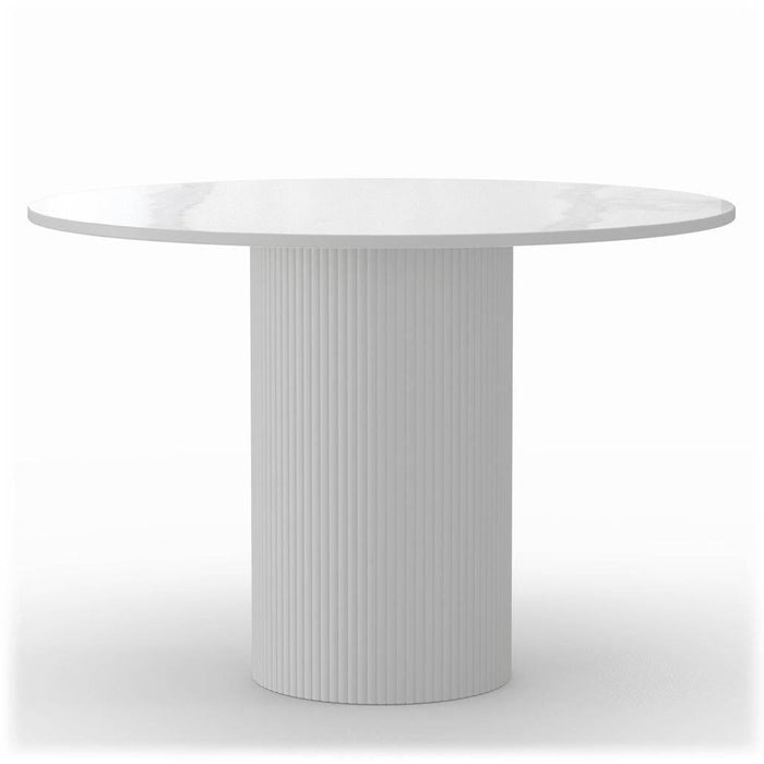 Tavolo da pranzo MALENA rotondo, effetto marmo bianco
