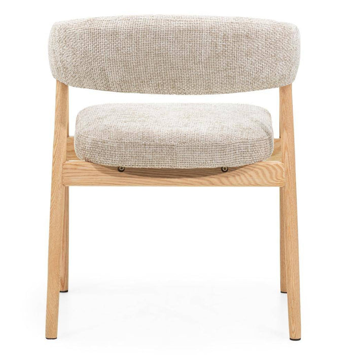 Sedia Imbottita MUE, Beige/Legno di Quercia