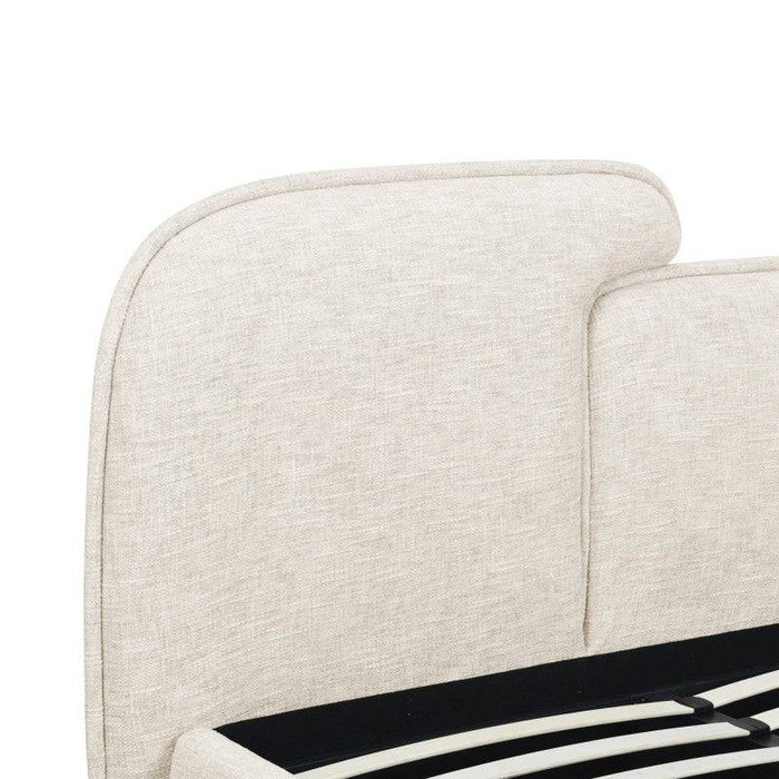 Letto imbottito NORIA 160x200 cm, beige chiaro, arrotondato