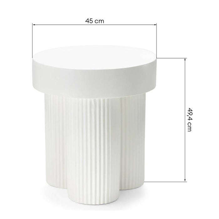 Tavolino RIGATO 45 cm, tondo, bianco, rigato