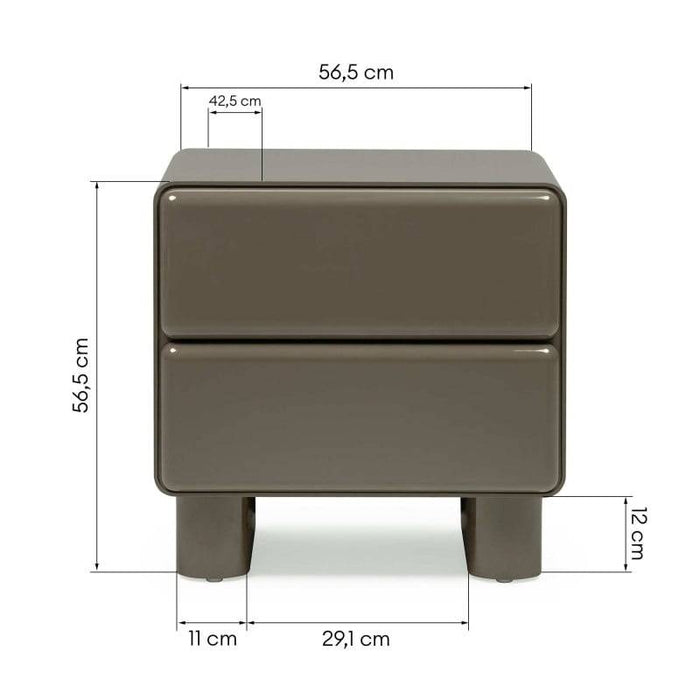 Comodino AGOS con cassetti, verde/grigio, forme arrotondate