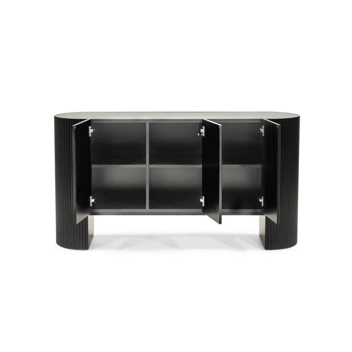 Cassettiera NOIR nero con superficie rigata
