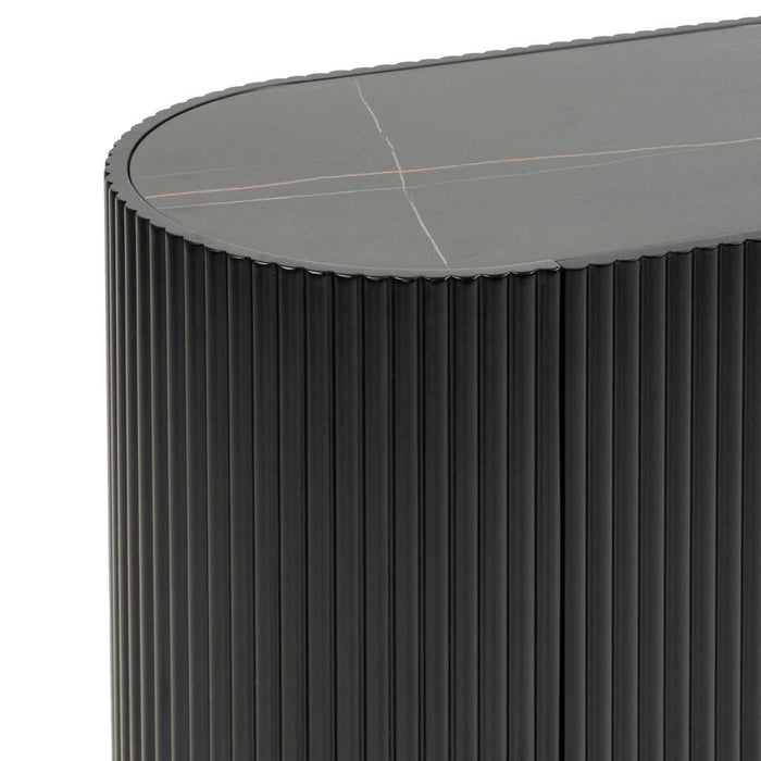 Cassettiera NOIR nero con superficie rigata