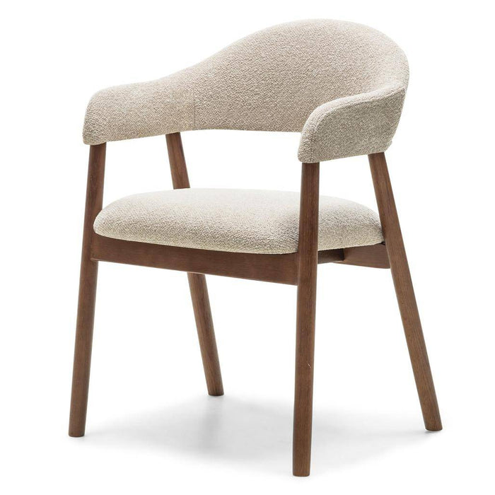 Sedia Imbottita LARIS Beige Bouclé/Noce