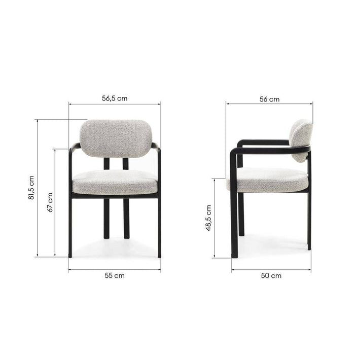 Sedia Imbottita FLAIRE, Grigio Beige e Nero