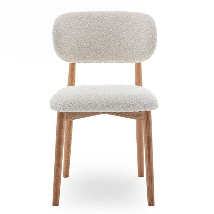 Sedia rivestita MIA, bianco, bouclé/rovere