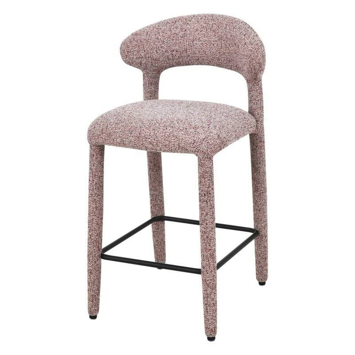 Sgabello imbottito IROKI, beige e borgogna mélange