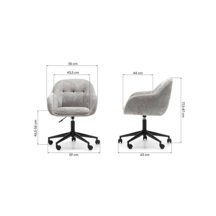 Sedia girevole WEWORK grigio chiaro con forme arrotondate