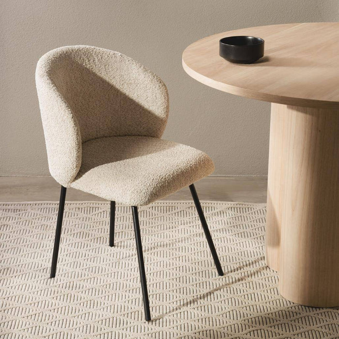 Sedia da pranzo LUEUR, beige, gambe nere