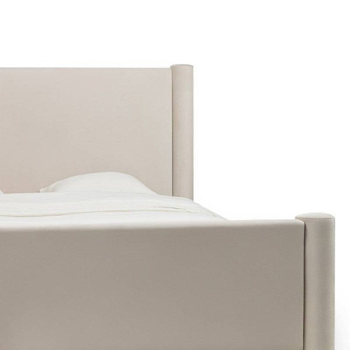 Letto ZENNA imbottito 160x200 cm, velluto beige chiaro