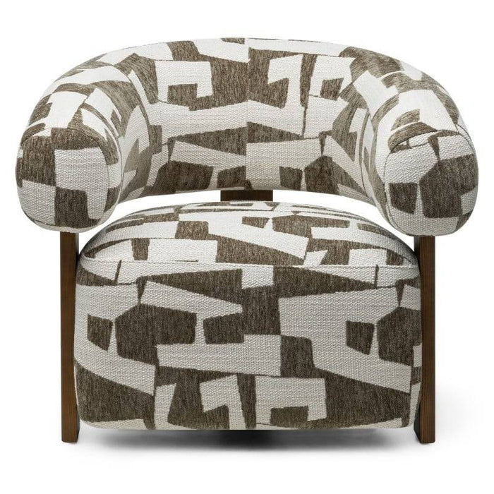 Poltrona ANNABEL, olive-cream/noce, forme arrotondate