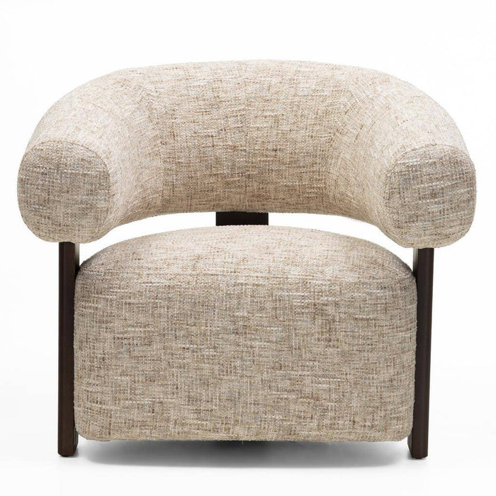 Poltrona MONIQUE, Beige Grigio/Noce, Forme Arrotondate