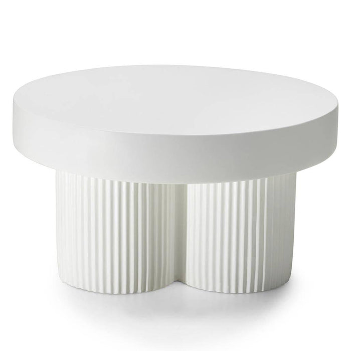 Tavolino RIGATO 70 cm, tondo, bianco, rigato