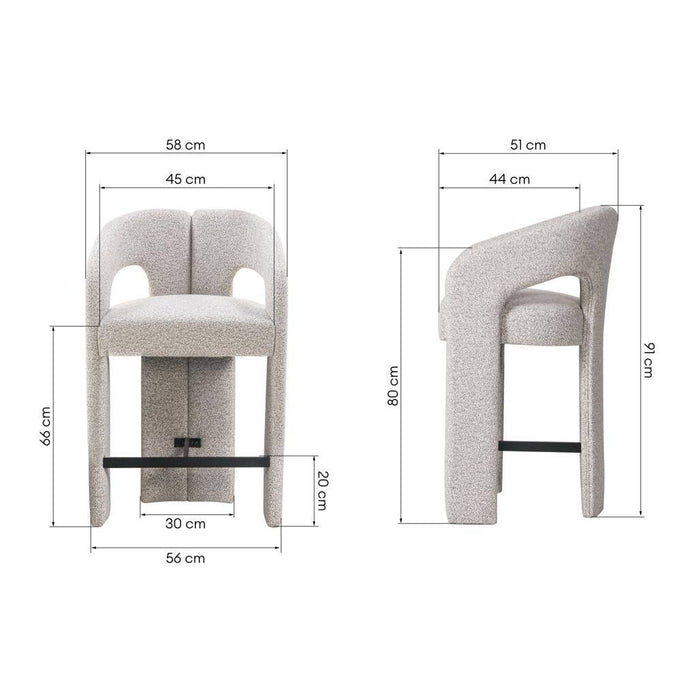 Sgabello imbottito JOEL, grigio-beige