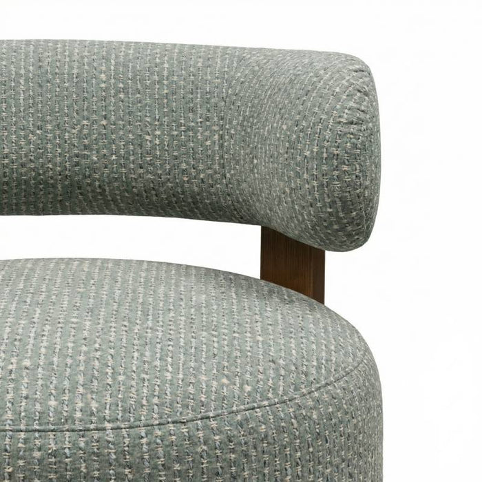 Poltrona lounge MARABELL, forme arrotondate, blu-beige/noce