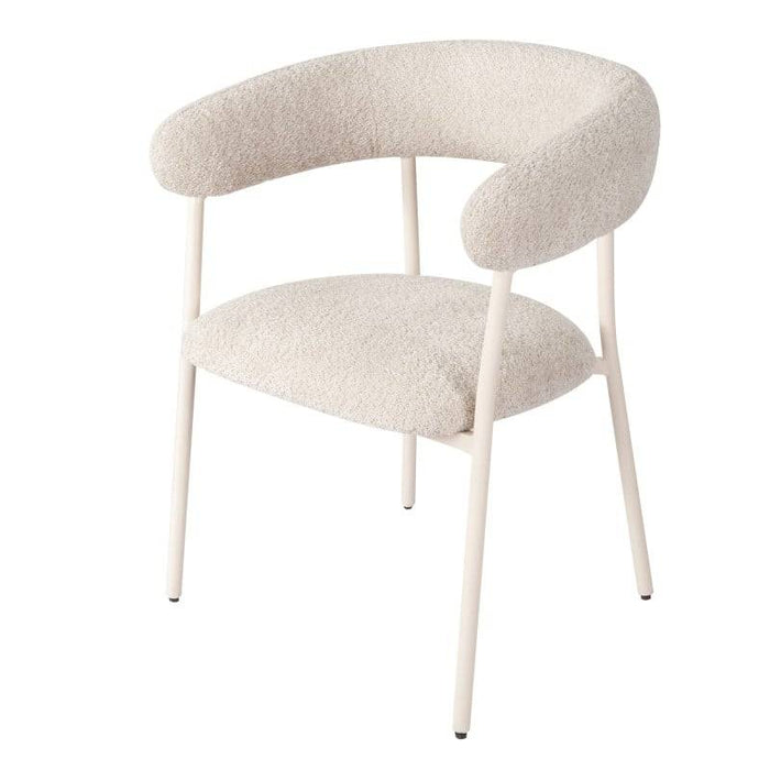 Sedia MALUA rivestita beige con gambe bianche