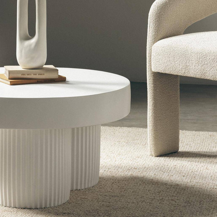 Tavolino RIGATO 70 cm, tondo, bianco, rigato