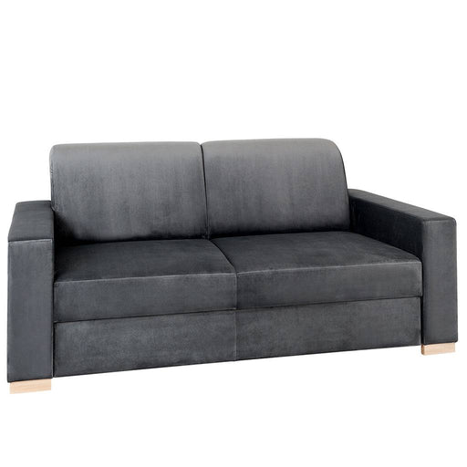 Divano 2 posti in velluto grigio lilla con braccioli larghi e gambe in legno naturale, stile moderno e confortevole, SKU: SF040STABL2-RV96
